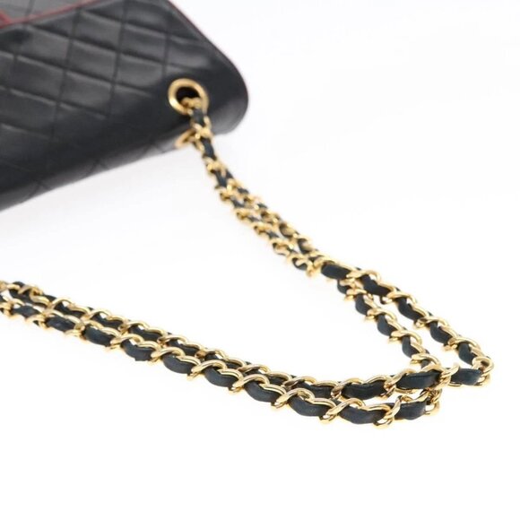 CHANEL Matelasse Turn Lock Chain Hand Bag Lamb Skin Black Gold CC Auth - Picture 6 of 16